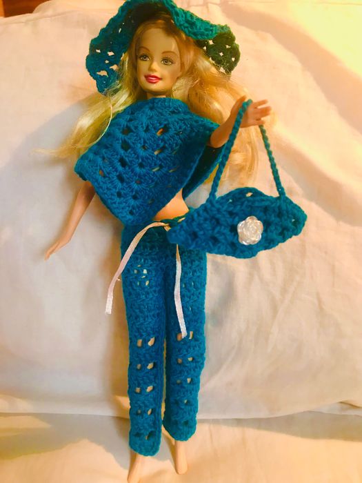 Crochet Pants, Poncho, Hat, and Bag for Barbie64729621100035120