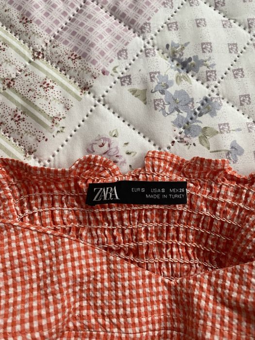 Top na ramiączka w kratkę S 36 zara coquette cottage