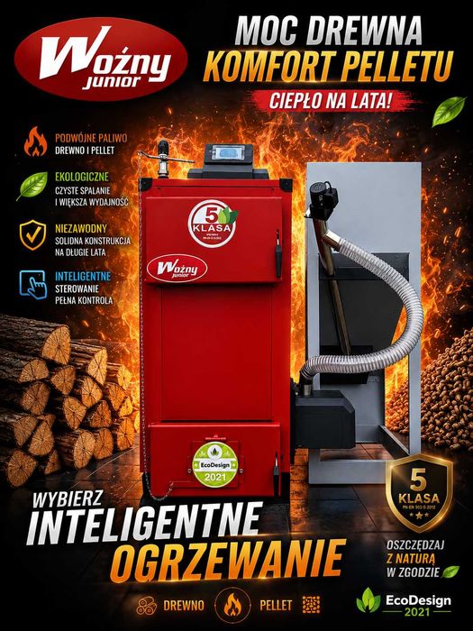 Kocioł piec c.o. 25kW na pellet drewno 5 klasa 280 m2 dostawa 0zł gratis box chemia gospodarcza