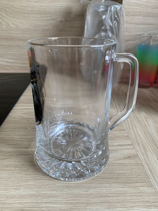 Kufel do piwa z grubego szkła Piast z grawerem Paweł