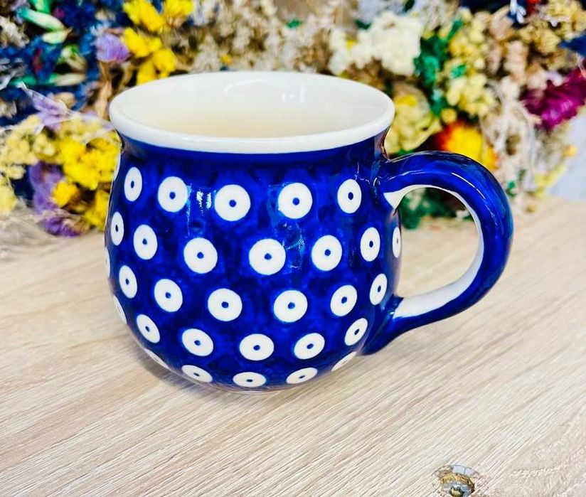 Ceramika Bolesławiec. Kubek czeski kropka 200 ml (900)