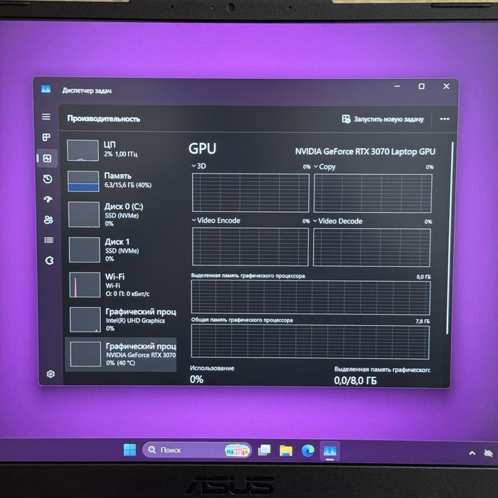 Asus Tuf i7 12650, Ddr5, Rtx 3070 ігровий ноутбук
