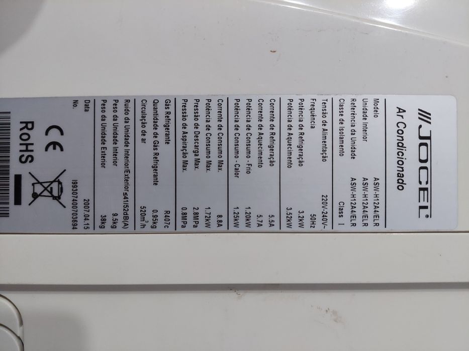 Ar condicionado Jocel 12000 btus