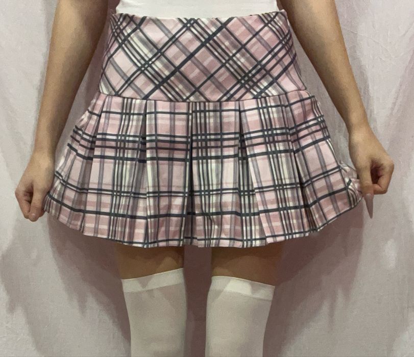 розовая юбка в клетку