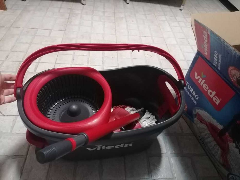 Vileda TURBO 2in1 microfiber - Balde de esfregona giratório com pedal
