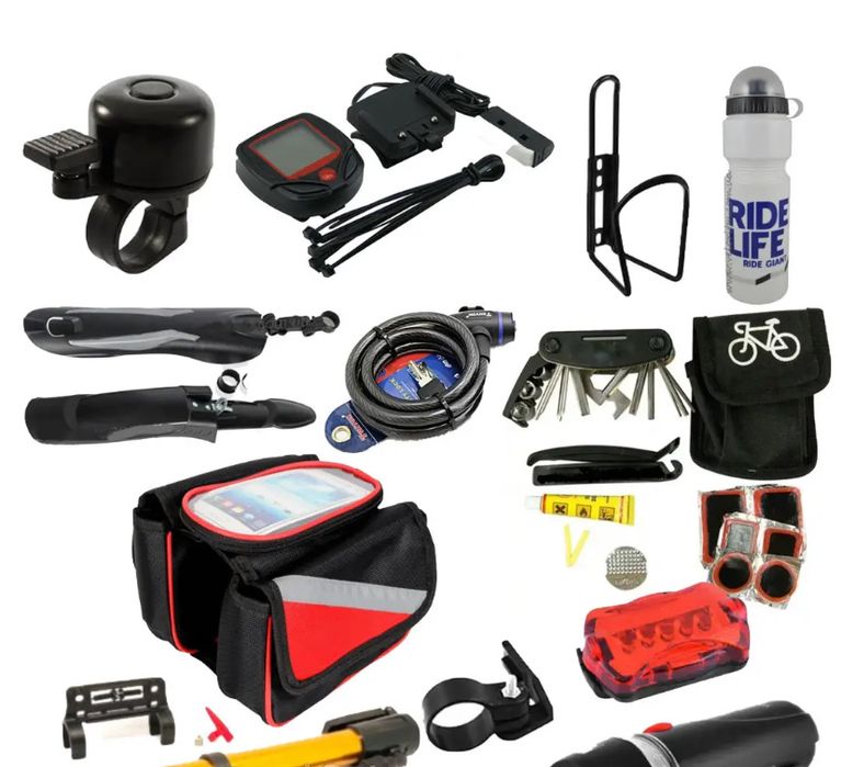 Велоаксессуары велокомпьютер мигалки наклейки флягодержатель topeak