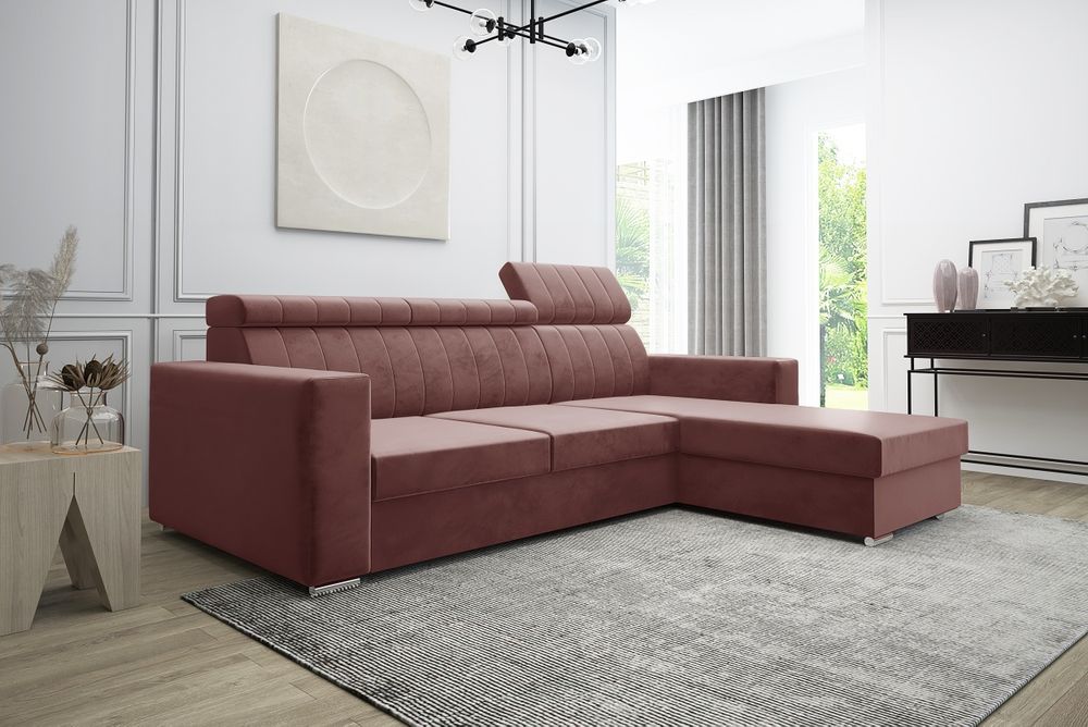 Narożnik Sofa Bristol Sprężyna, gąbka HR, Automat, Pojemnik