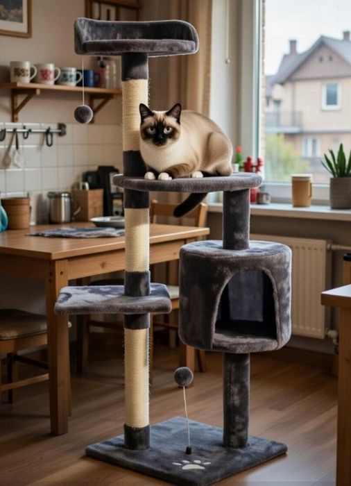 Будиночок кігтеточка для кота з ігровими рівнями