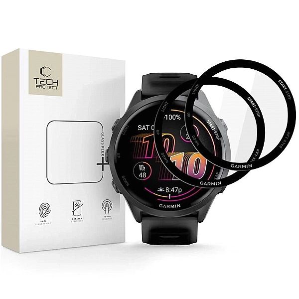 Szkło hybrydowe Tech-Protect Glass Flex+ 2-pack na Garmin Forerunner 9