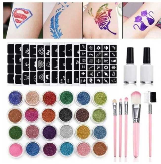 Zestaw do tatuaży brokatowych – kreatywna zabawa dla dzieci