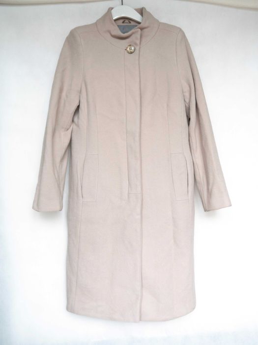 Płaszcz wełniany Aryton beżowy kamienny 42 44 XL XXL polska marka