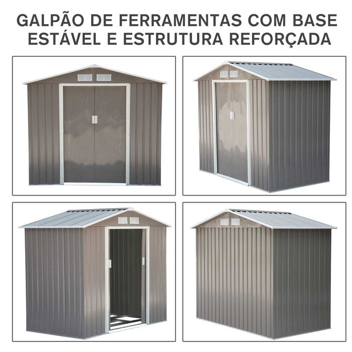 Abrigo de jardim em metal  porta de correr — 213x130x185 cm