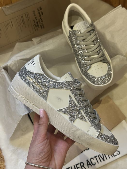 Кросівки golden goose голден гус зі срібною глітерною зіркою — zdjęcie 3