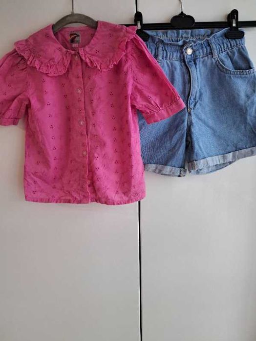 Cudny zestaw:) ażurowa bluzeczka spodenki PaperBag 122/128