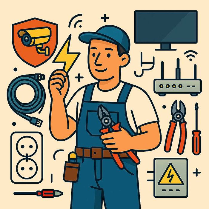 Usługi elektryczne i instalacje niskoprądowe - sieci LAN, kamery