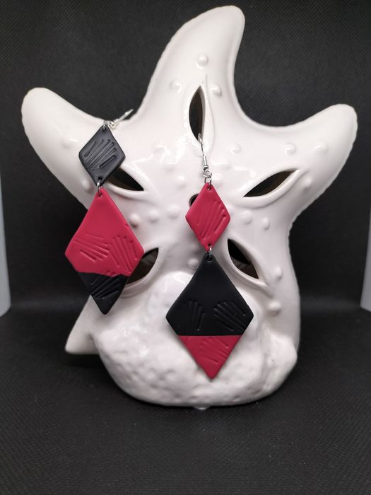 Kolczyki 2 romby z gliny polimerowej