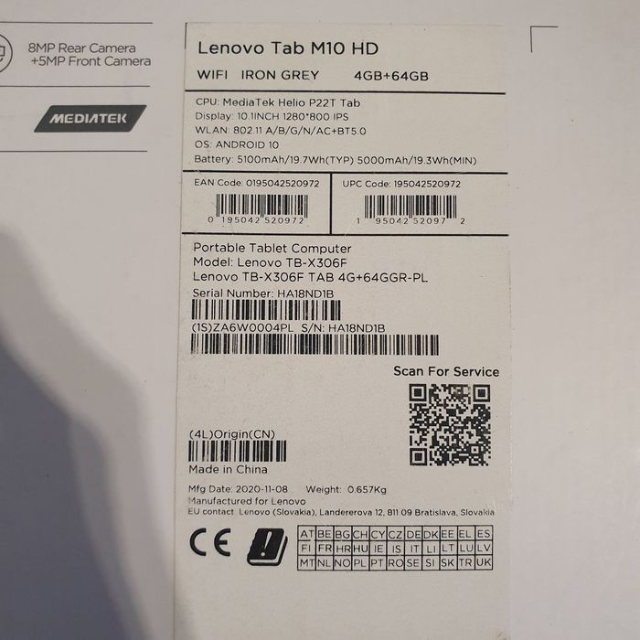 Lenovo Tab M10 HD 4GB + 64GB