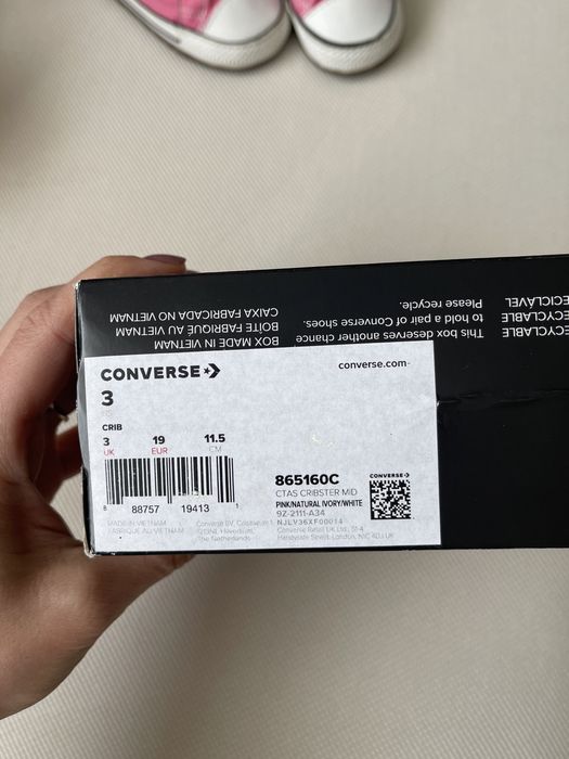 Дитячі рожеві кеди (converse), 19 розмір