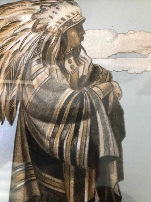 Quadro com ilust de jorge barradas, indio na america do norte 1940