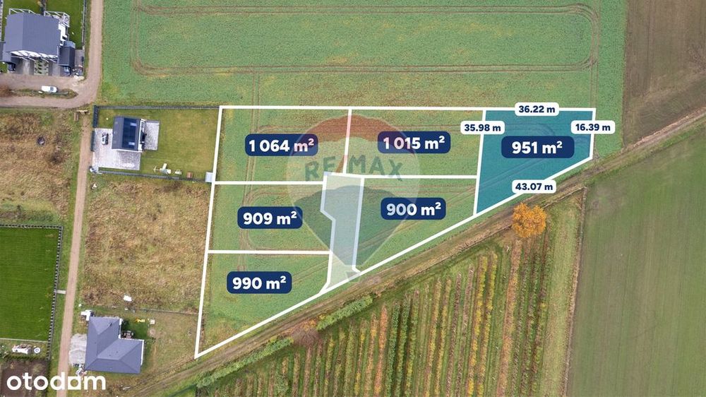 Atrakcyjna działka blisko Koszalina, 951 m²