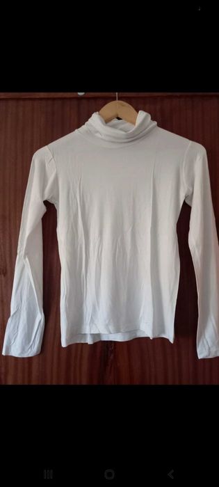 Camisola de gola alta, branca, de licra - S - Sigil Council