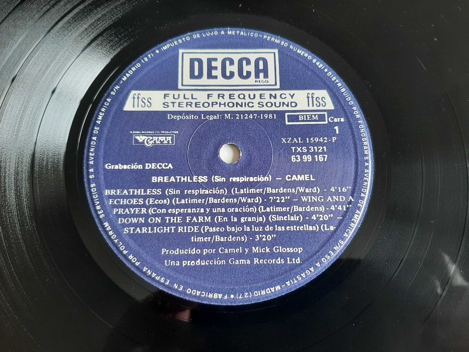 Camel - Breathless - Espanha - Vinil LP