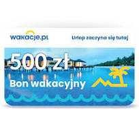 Bon Wakacyjny Voucher Karta Podarunkowa WAKACJE.PL 500 złotych - 20% TANIEJ!!!