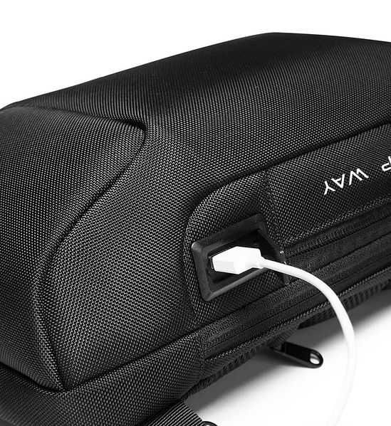 Сумка рюкзак Bange черная нагрудная водонепроницаемая мужская с USB