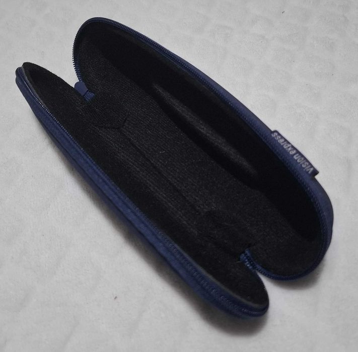 Etui, futerał na okulary, granatowe, Vision express, 4,5x5x17,5cm