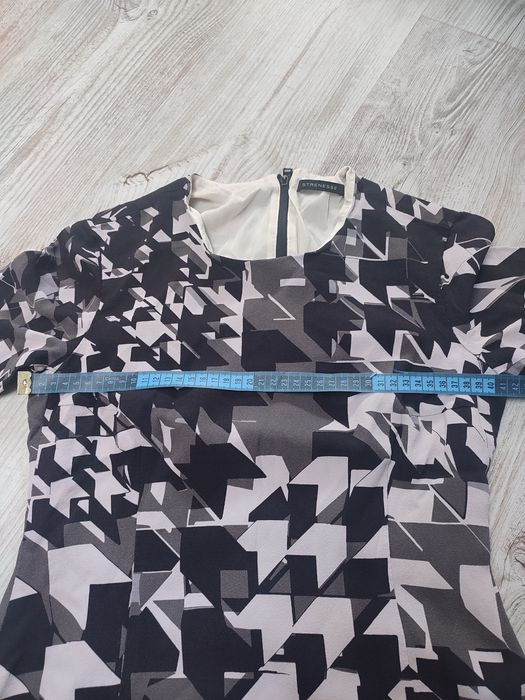 Strenesse 36 S bluzka damska elegancka pepitka podszewka zamek slim