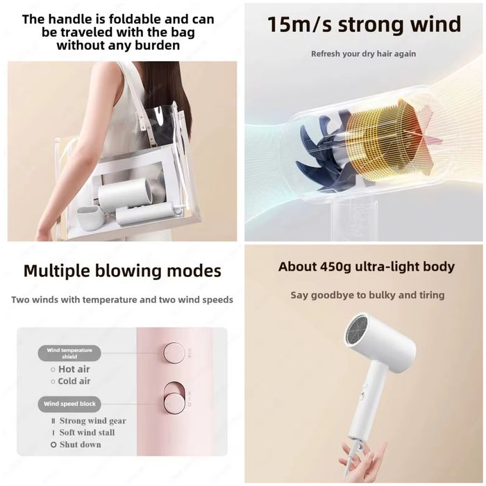 Фен Xiaomi Mi Ionic Hair Dryer H300/H101 .1600w.