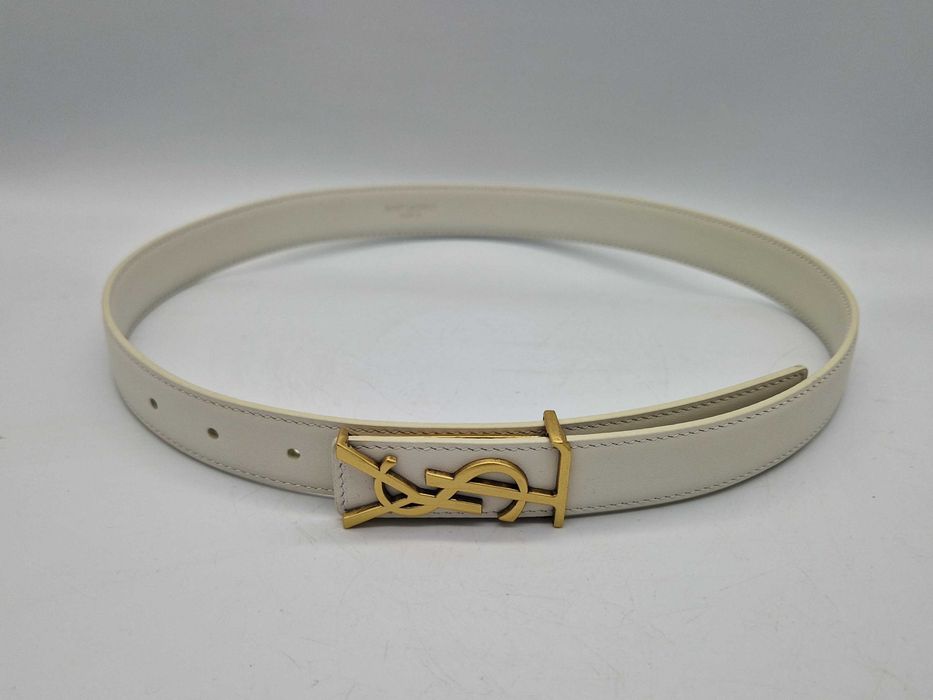 женский белый ремень Yves saint laurent YSL. жіночий білий ремінь YSL