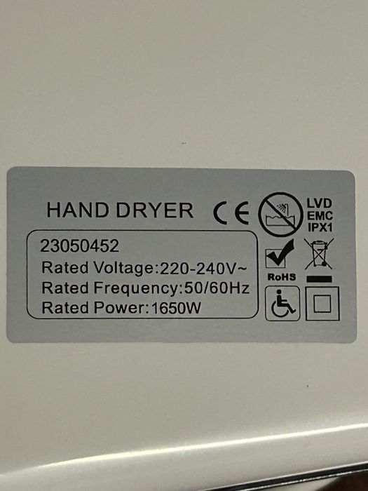 Secador de mãos automatico em ABS branco