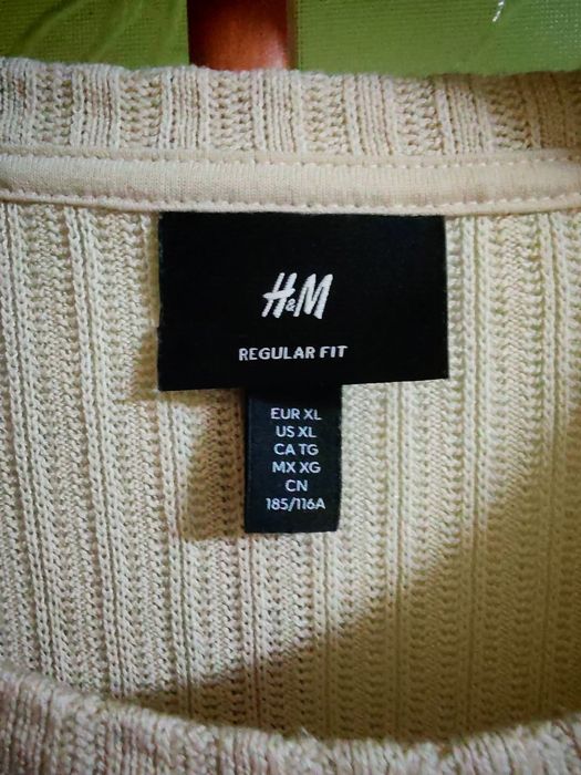 Фірмова Чоловіча В’язана Футболка в Рубчик H&M розмір XL
