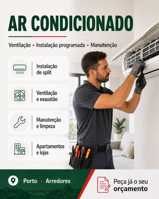 Ar condicionado e ventilação no Porto - instalação programada