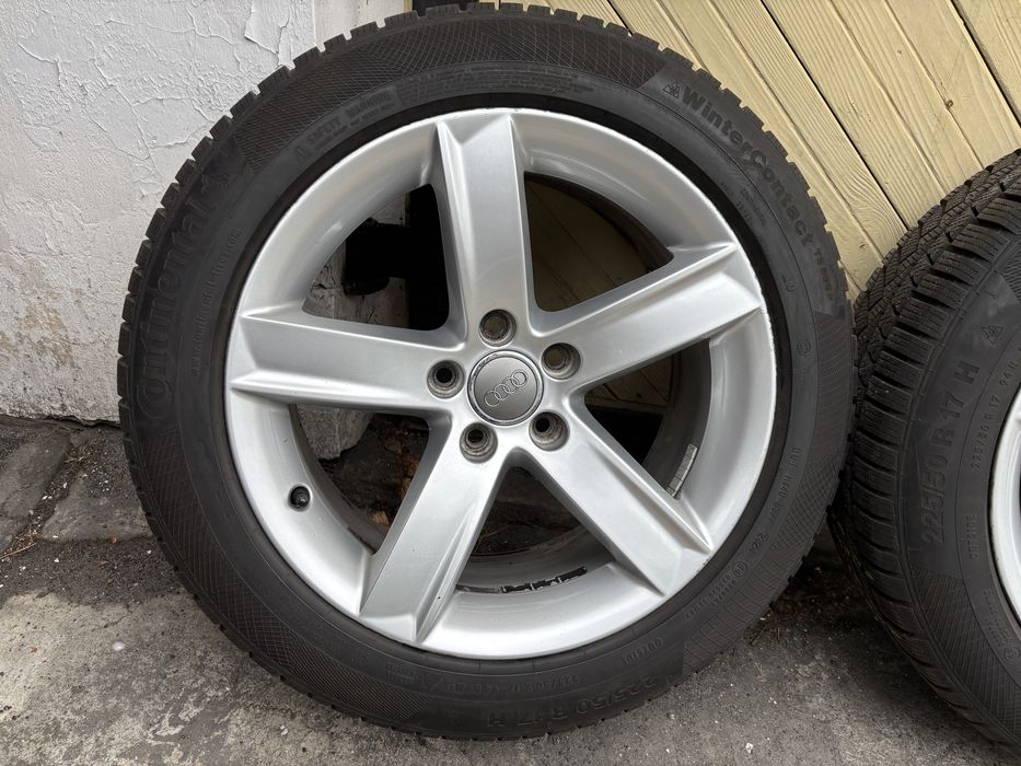 Oryginalne Alufelgi Audi 17 7.5J ET28 + Opony Zimowe Continental 2024 r.