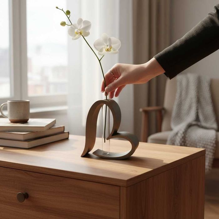 Porta flor em forma de coração