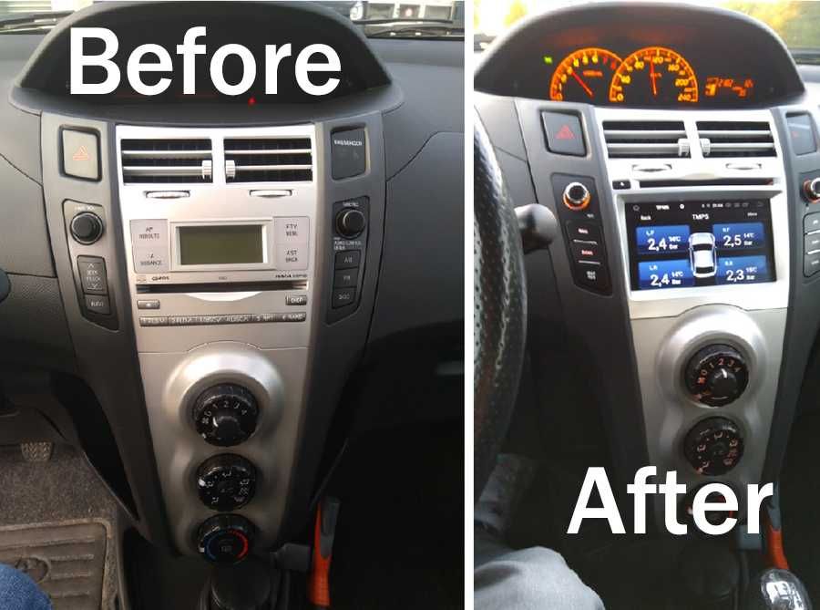 Auto-rádio 2 din android 14 p/ Toyota Yaris 2005 a 2011
