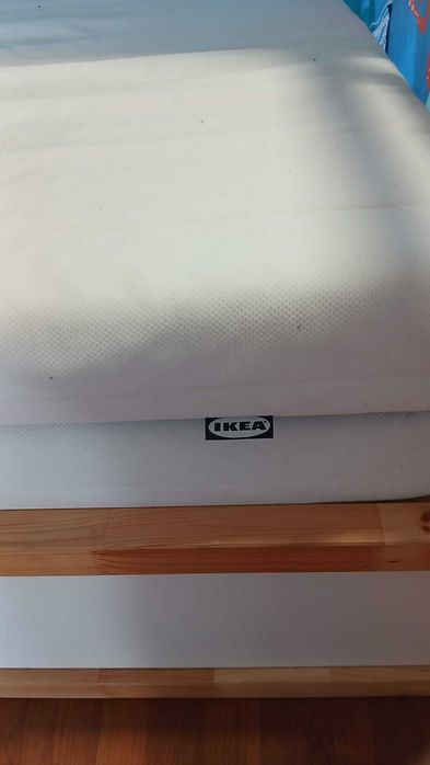 Cama Beliche Reversível IKEA KURA + Dossel Marinho + 2 Colchões (Excelente Estado)