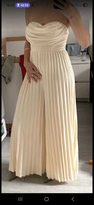 Elegancki kombinezon szerokie nogawki xl plisowany hit