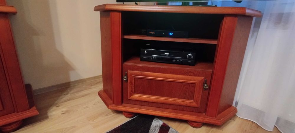 Szafka narożna drewno RTV mahoń