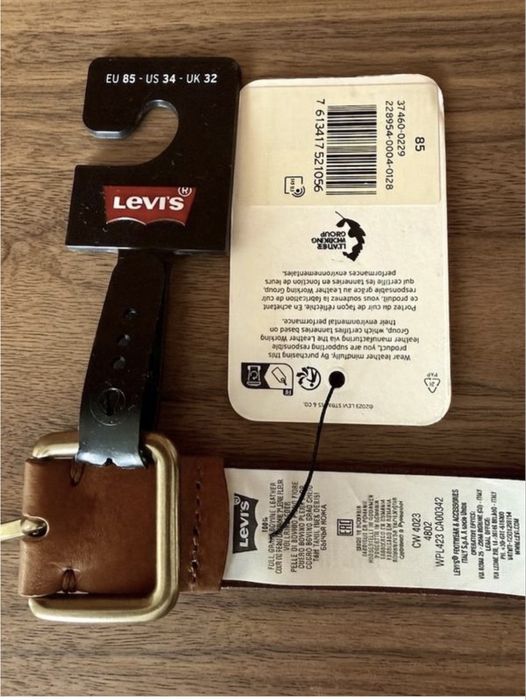 Шкіряний ремінь levi's оригінал (100% натуральна шкіра) • новий • розмір 85/34