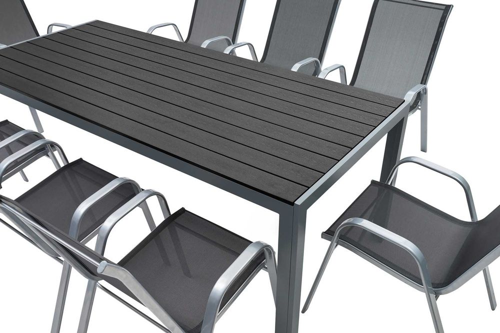 ZESTAW Ogrodowy Stół 8 Krzeseł Kompozyt Polywood DESKA DREWNO 200cm