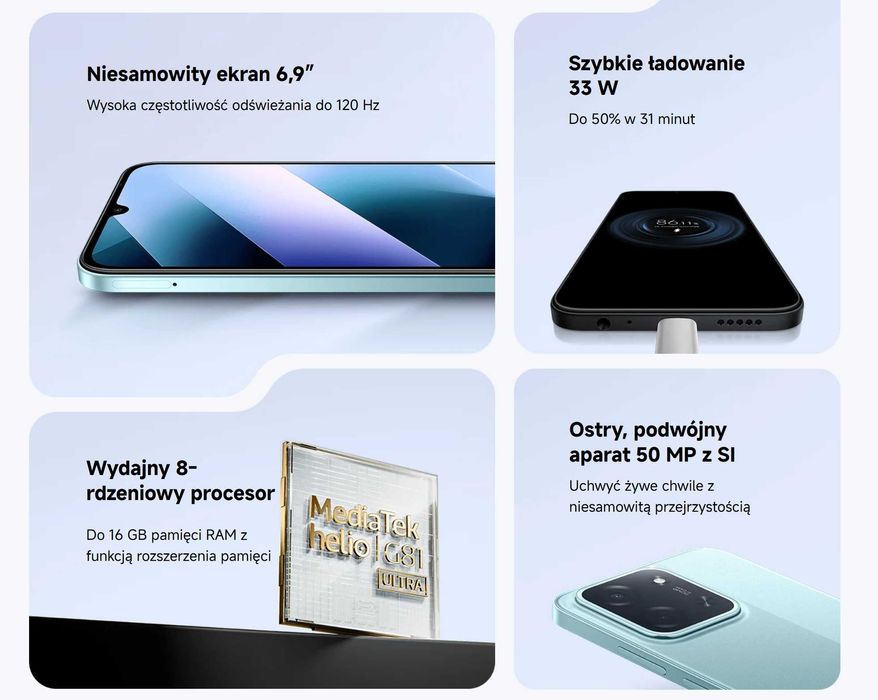 Smartfon Xiaomi POCO C85 6/128 GB 4G I Dual Sim Zielony NOWY Gwarancja