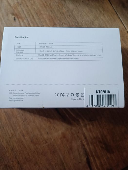 Acasis USB-C 40Gbsps to 10 gigabit ethernet network card