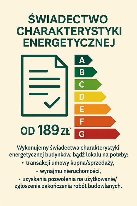 Świadectwo Charakterystyki Energetycznej  | Cała Polska | ONLINE