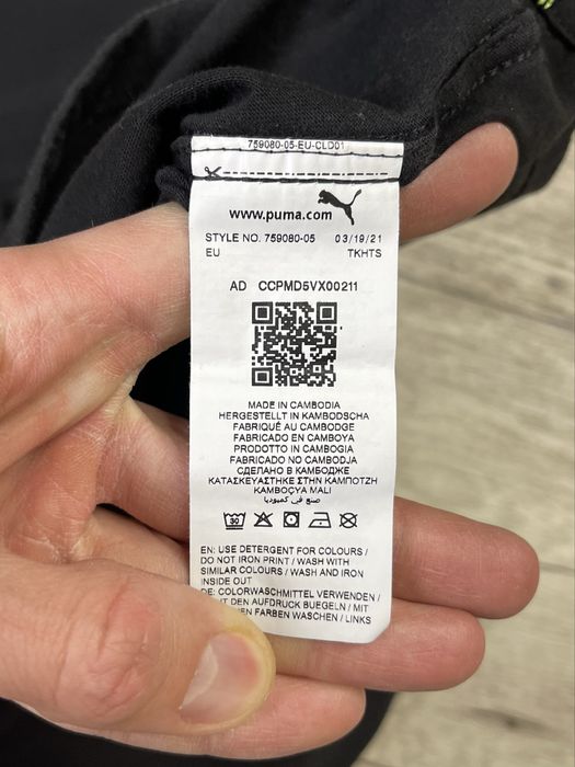 Puma BVB09 футболка M размер футбольная черная с принтом