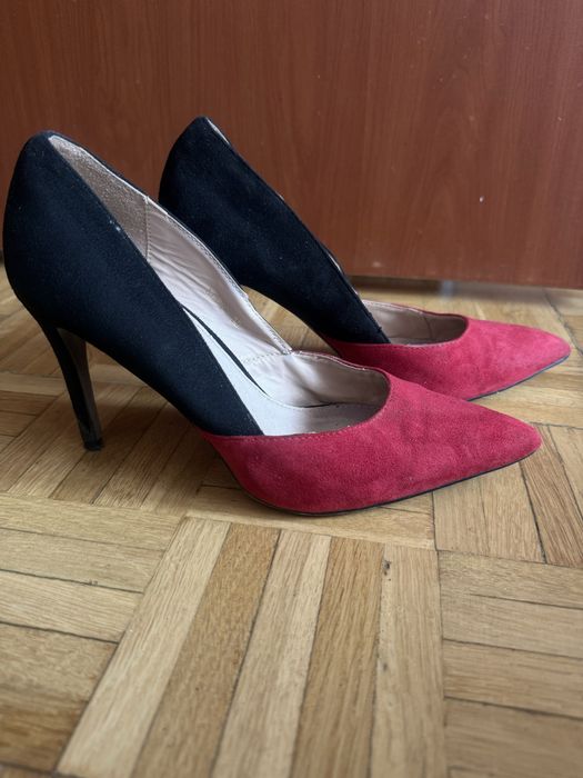 Szpilki czerwono czarne r 38