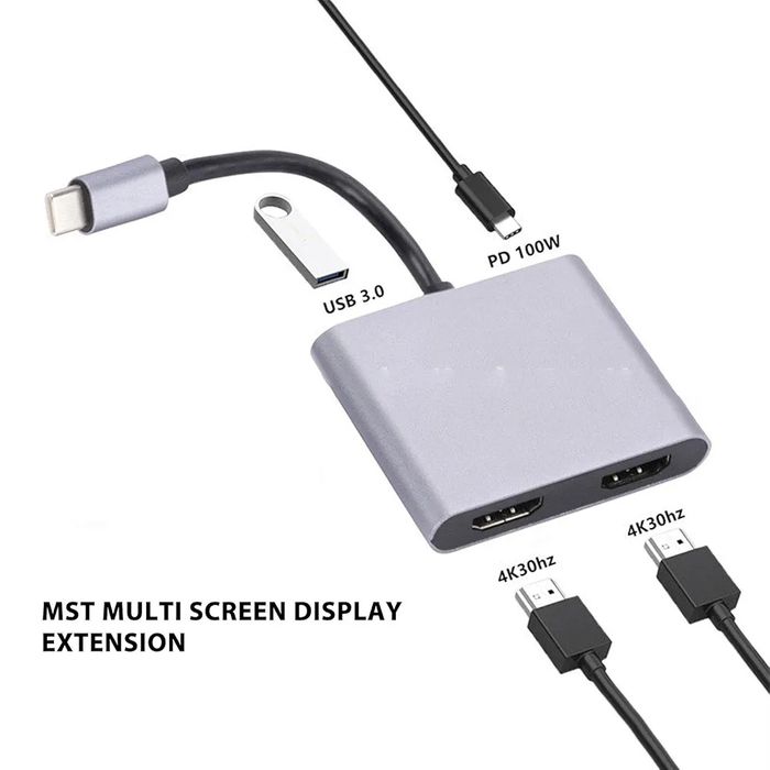 Adapter 4w1 Hub usb C na Hdmi stacja dokujaca