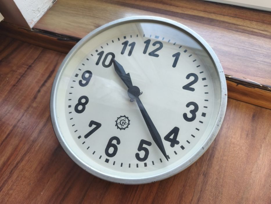 Zegar dworcowy kolejowy Pragotron Chronotechna PJ30, oryginał z 1950!